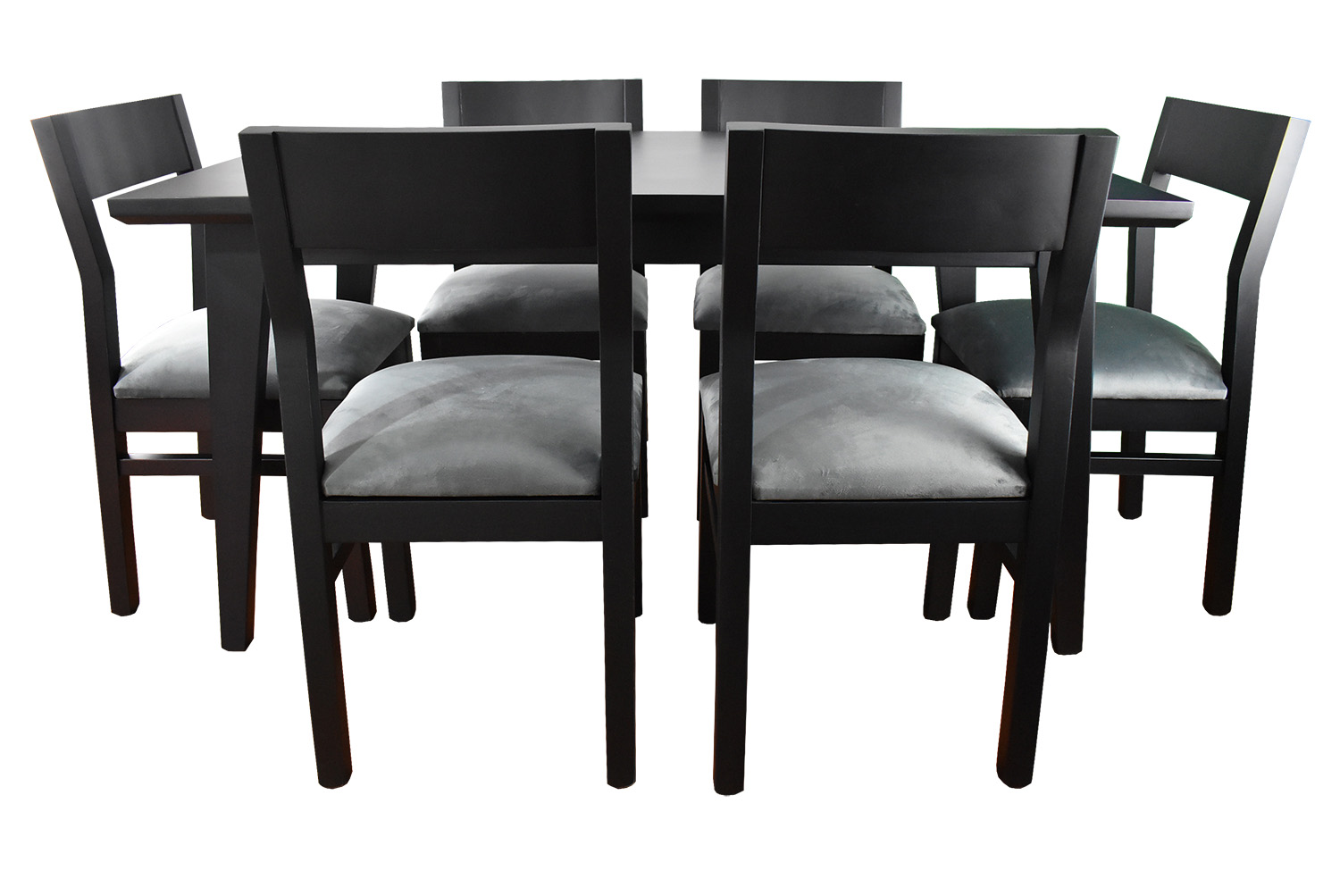 Comedor Vendetta Negro 6 sillas Tapiz Gris