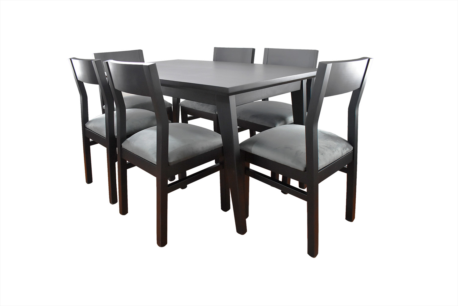 Comedor Vendetta Negro 6 sillas Tapiz Gris