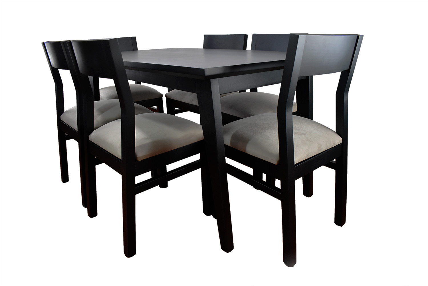 Comedor Vendetta Negro 6 sillas Tapiz Beige