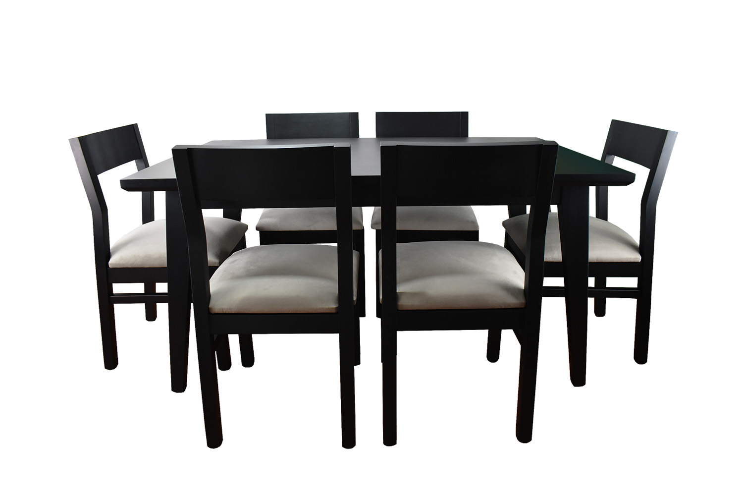 Comedor Vendetta Negro 6 sillas Tapiz Beige