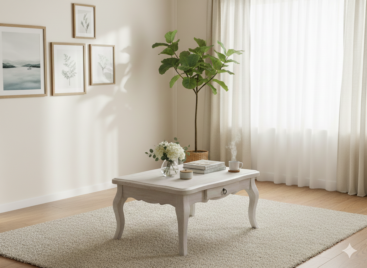 Mesa de Centro Normando Blanco Envejecido