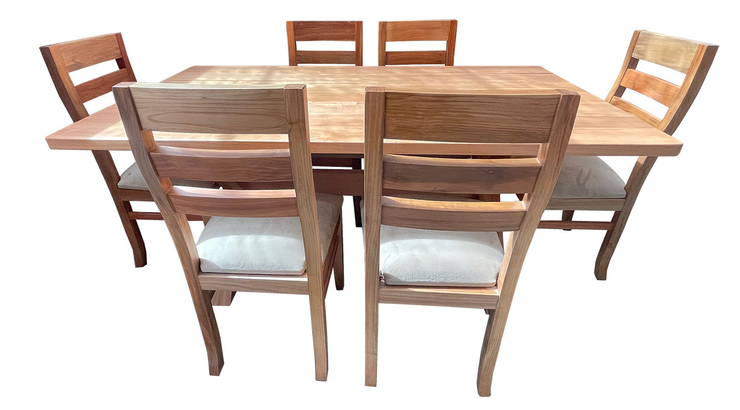 Comedor Cruz 100×180 6 Sillas Koke Beige