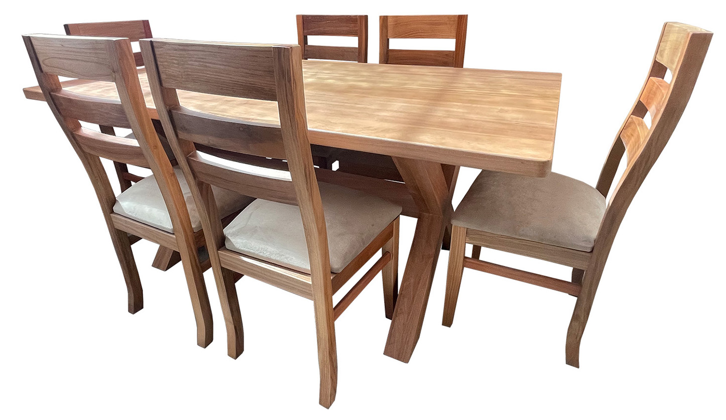 Comedor Cruz 100×180 6 Sillas Koke Beige