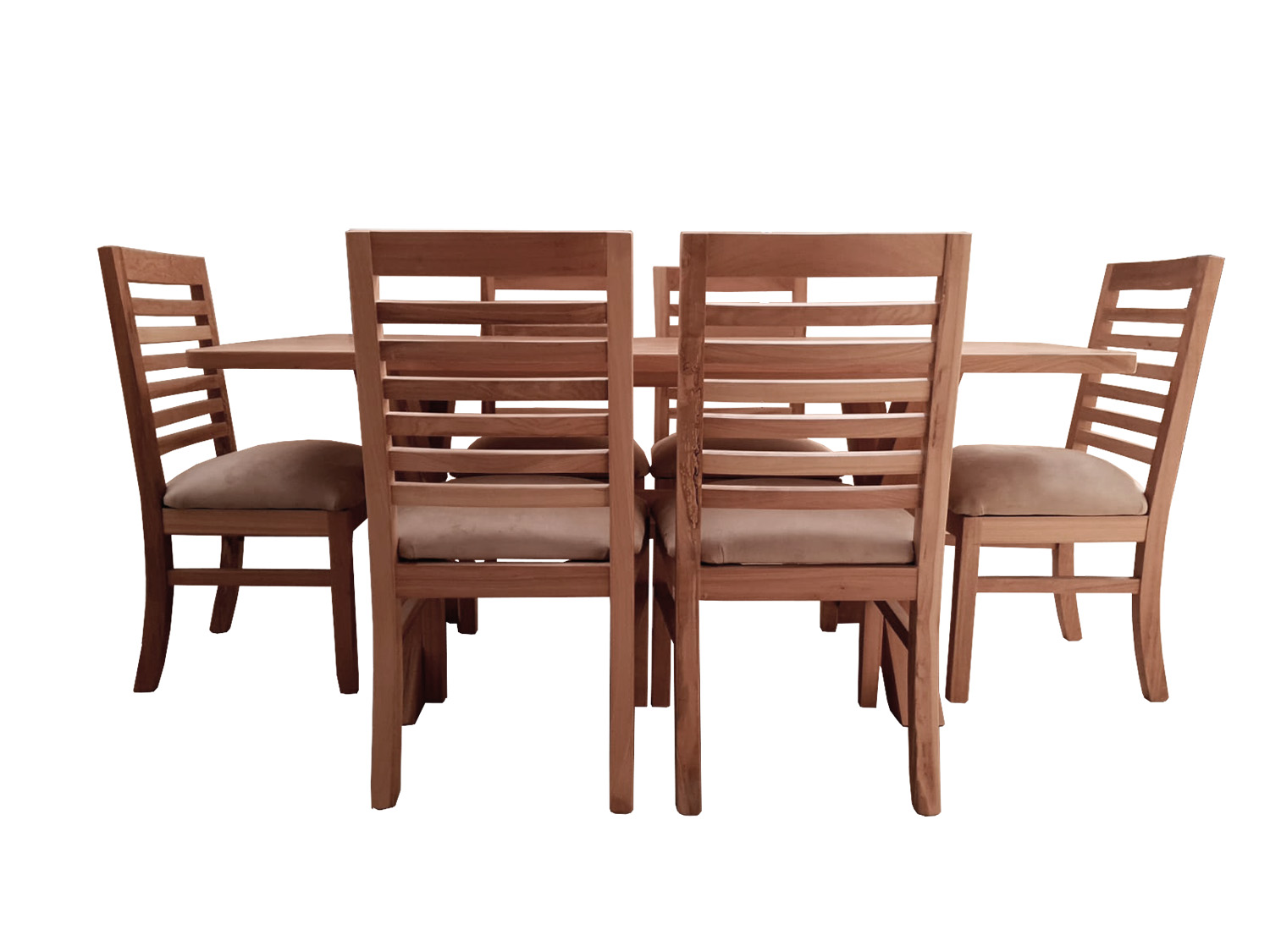 Comedor Cruz 6 Sillas Palillo Tapiz Beige 