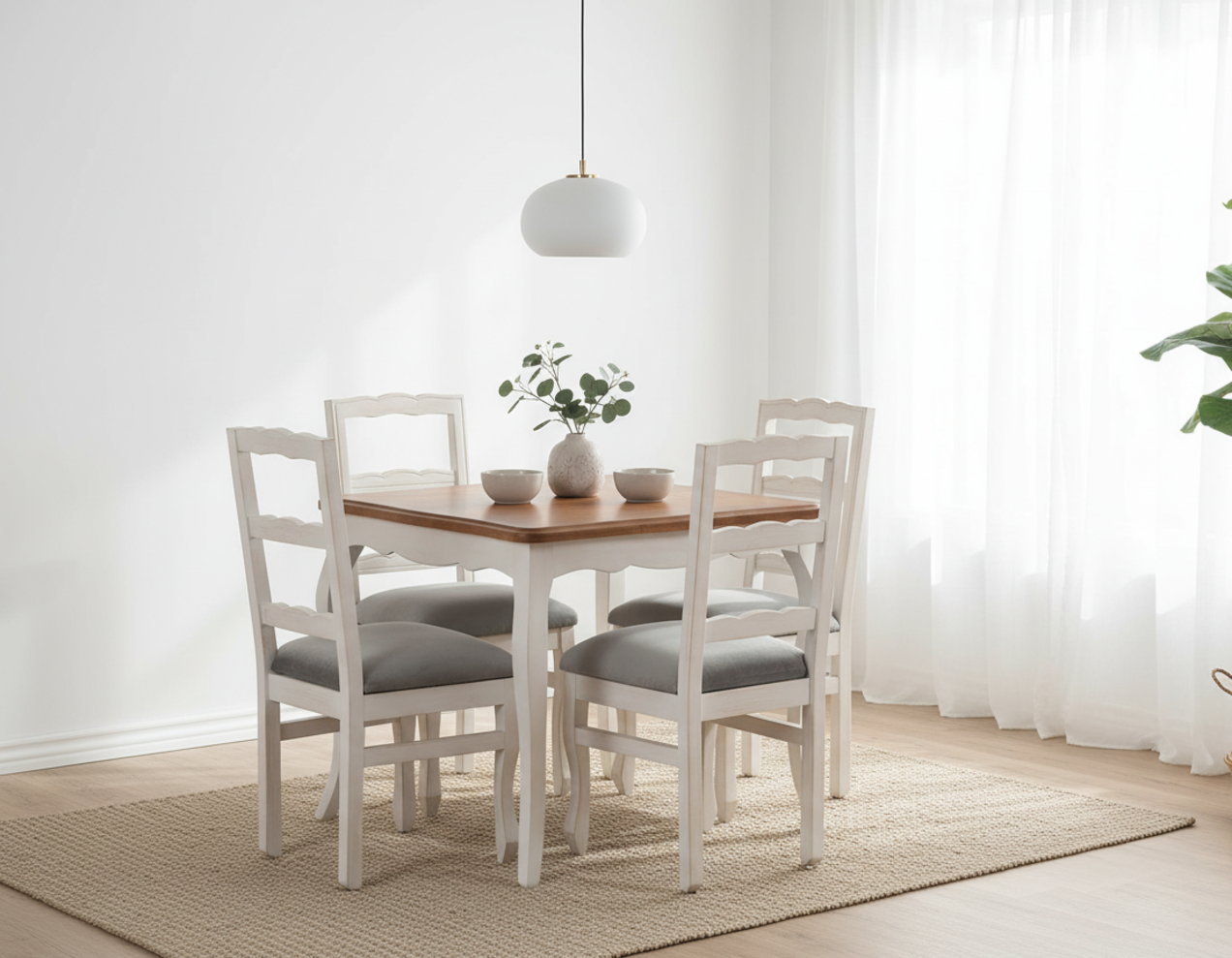 Comedor4 Sillas Normando 100×100 Cubierta Miel