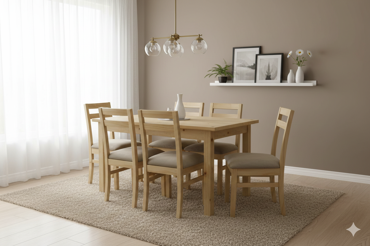 Comedor Castilla 6 Sillas Tapiz Beige