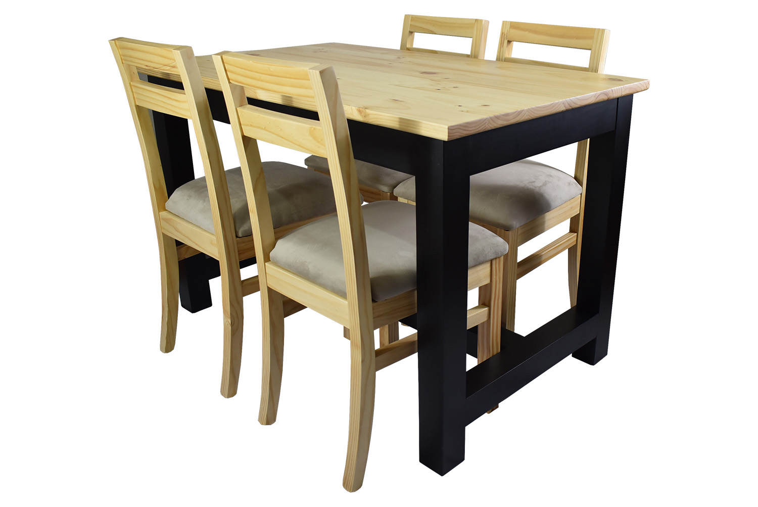 Comedor Carpintero 4 Sillas Tapiz Beige