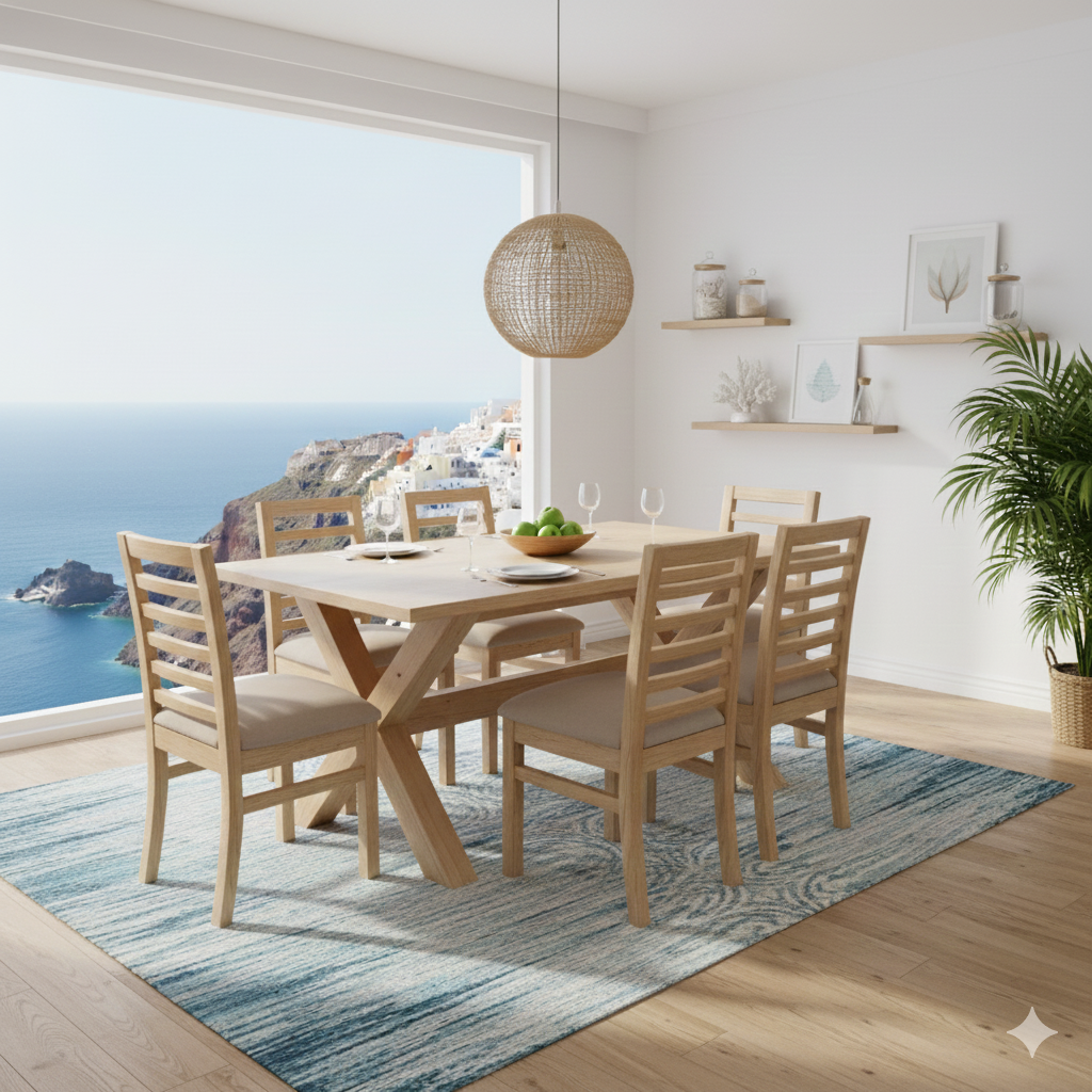 Comedor Cruz 6 Sillas Venecia Tapiz Beige